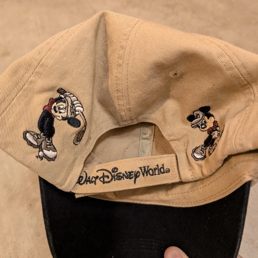 VTG Mickey Golf Strapback Hat Tan Embroidery